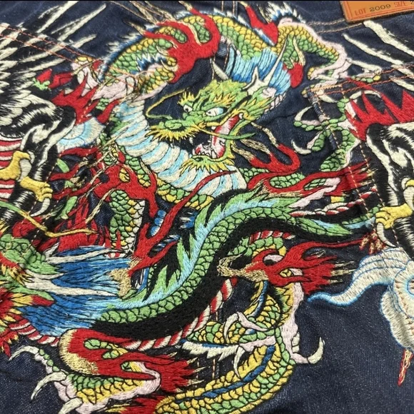 RARE Ed Hardy Dark Wash 2009 Tiger Dragon Scull Tattoo Jeans